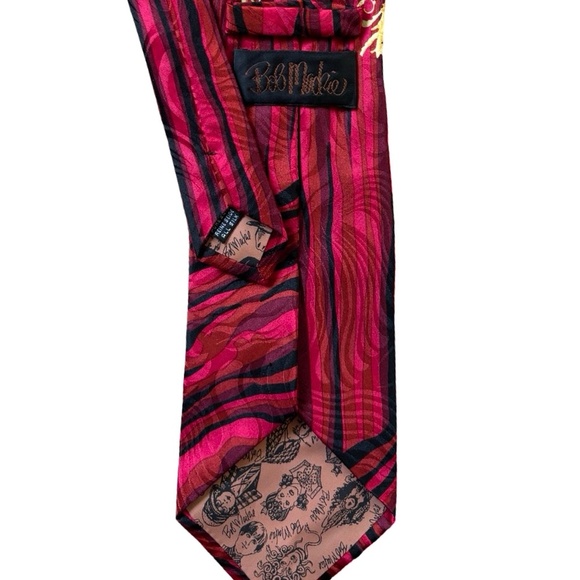 Bob Mackie Silk Red and Gold Artsy Quirky Print - Picture 2 of 3